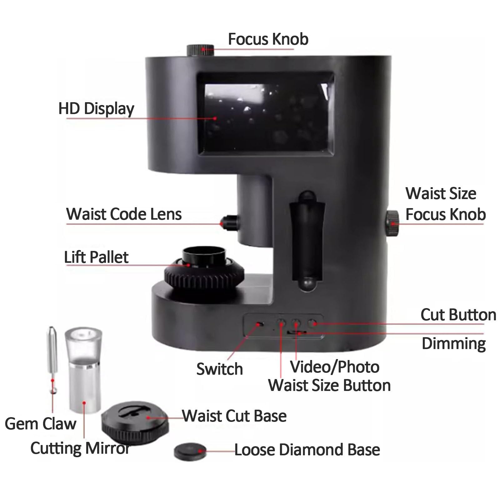 Microscopio digitale per diamanti, visualizzatore LCD a doppia faccia, kit microscopio biologico per grossisti di gemme, dispositivo di ispezione della cintura diamantata ad alta precisione