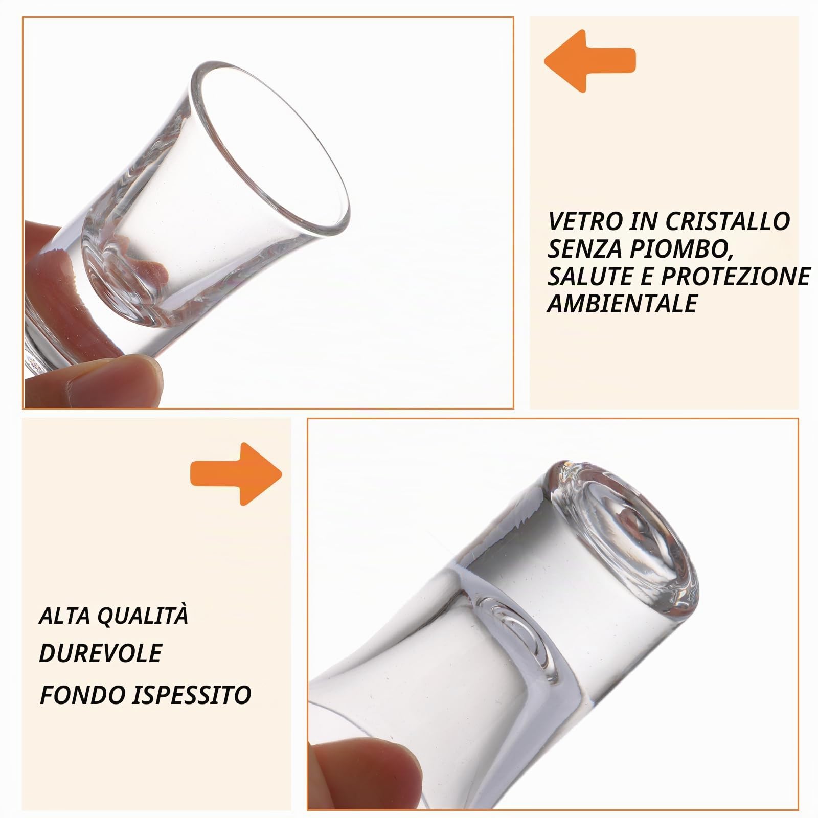 24 bicchierini da liquore 3 cl/30 ml in vetro shot, con base Heave Base per liquore, per qualsiasi liquore, tequila, vodka, ouzo e feste