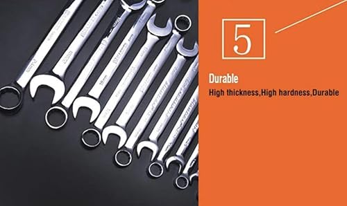 Miniatura 5 de Edward Tools Pro Combination - Juego de llaves métricas de 14 piezas, acero CR-V resistente, 0.315 in a 0.945 in, acero vanadio, acabado cromado