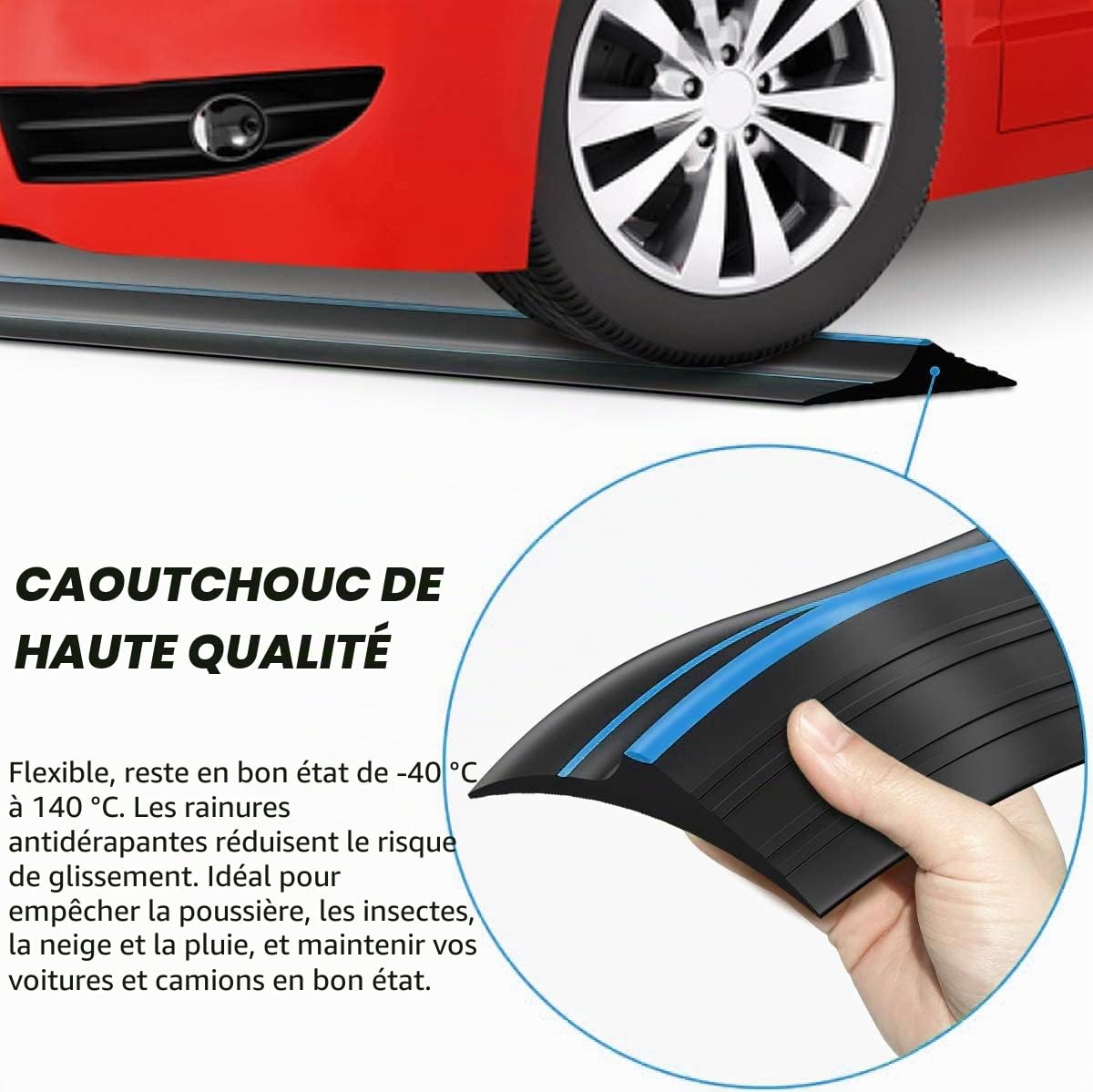 Jin&Bao Bande d'étanchéité universelle pour seuil de porte de garage, 3 m, en caoutchouc étanche pour garage avec 1 joint d'étanchéité (bleu)