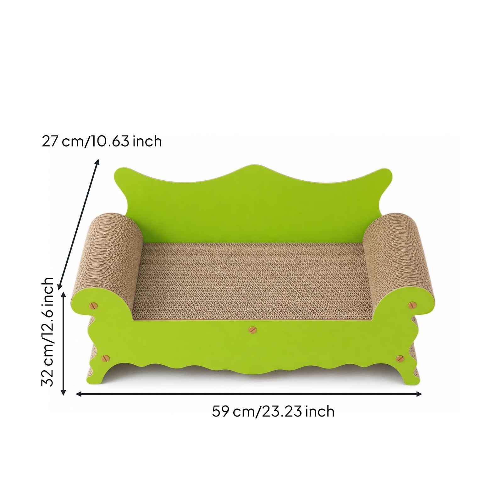 rockible Canapé Griffoir en Carton Confortable Griffoir en Carton Haute nsité Grattoir pour Chats, Chatons, Salon, Vert Ambre