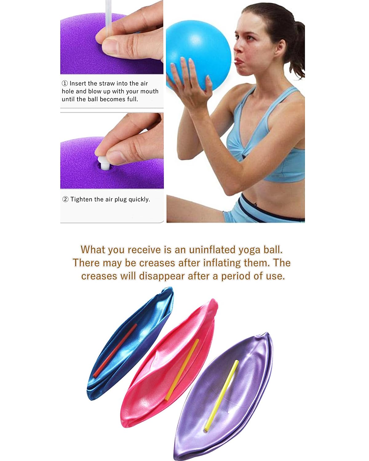 Hibmisy Palla Pilates Piccola,25 CM Palla da Pilates Anti Scoppio Antiscivolo Palla per Yoga, per Casa, Fitness, Allenamento Equilibrio