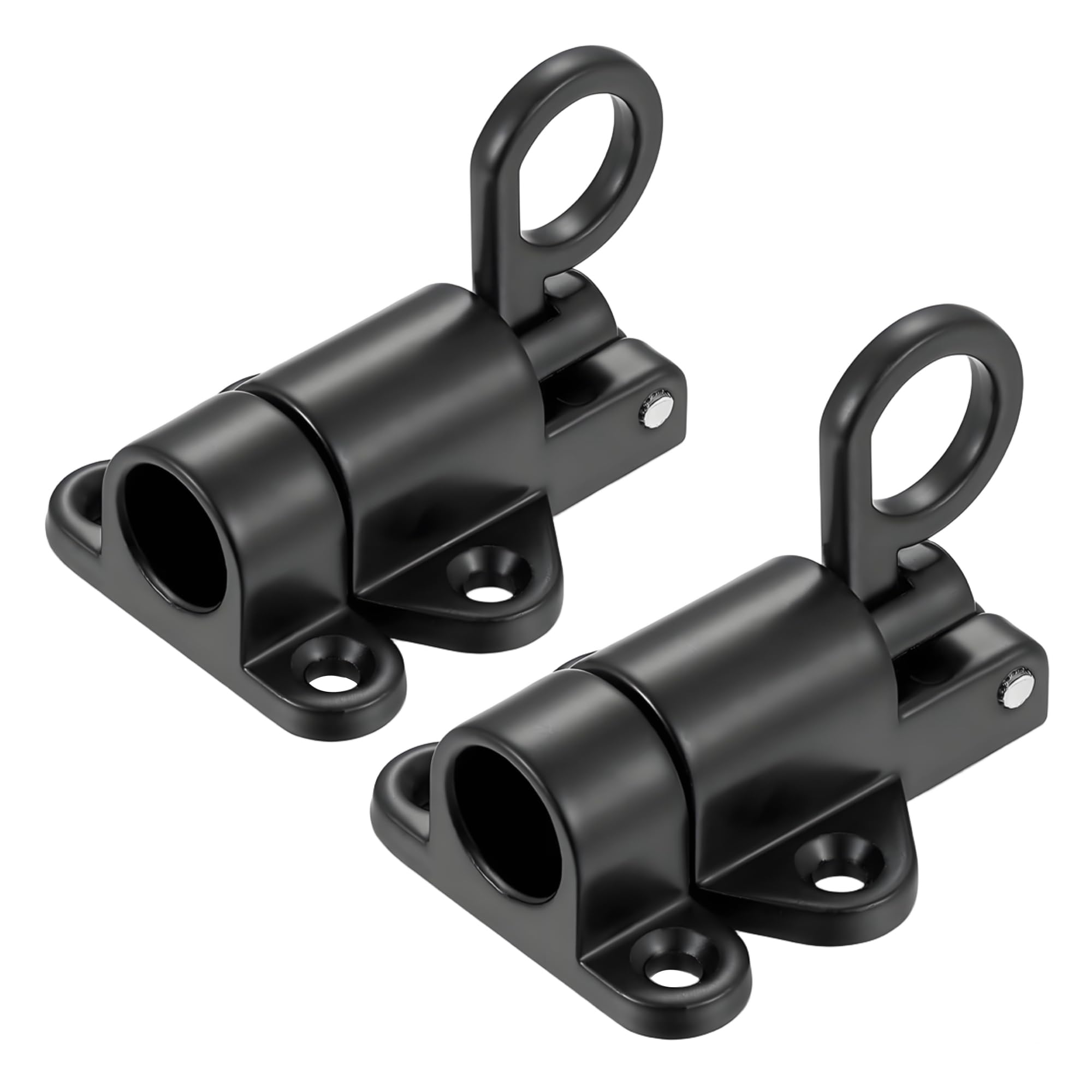 Oudesi 2 Pcs Self-Closing Latch Spring Door Lock Bolt, Safety Automatic Gate Latch with Spring Loaded Pin, Aluminum Alloy Sliding Gate Lock for Cabinet Window Fence, Black