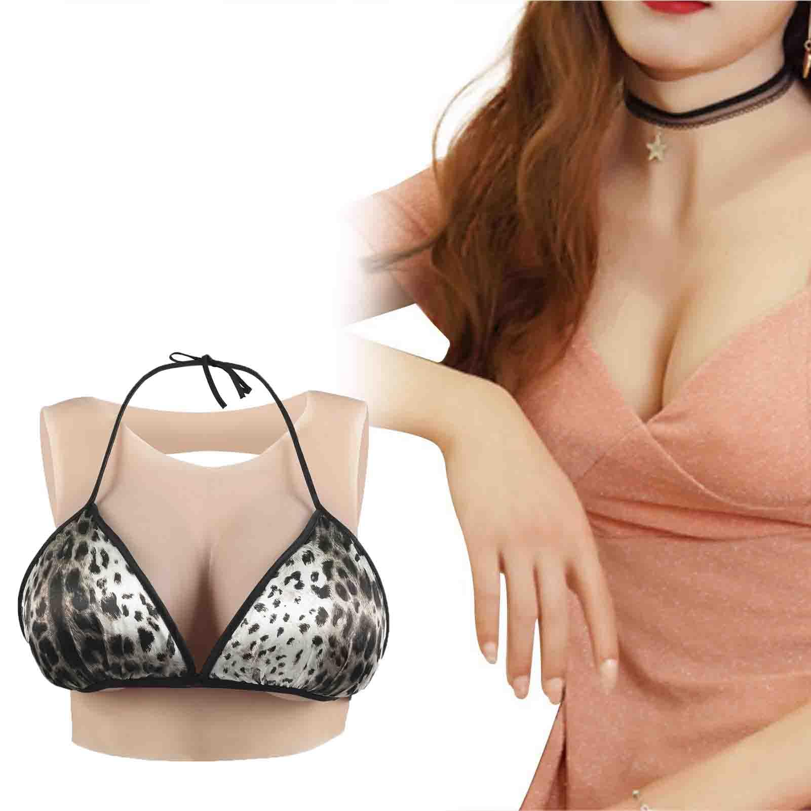 FSYH Silikonowe płyty piersi Fałszywe piersi Formy piersi Puste plecy Ulepszenia piersi dla Cosplay Crossdresser Transgender,Light beige,Silicone~D`CUP