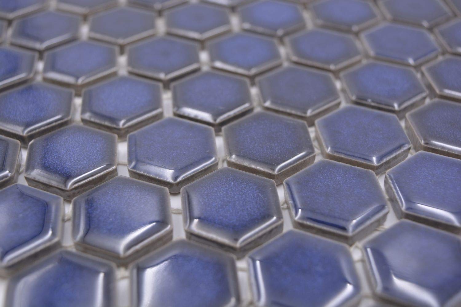 Mosaique de boutons Mosaique ronde Loop Penny bleu cobalt brillant Ceramique 10-0405 - Mosaikfliesen - Glasmosaik - Keramikmosaik