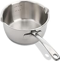 DEAYOU 18/10 Stainless Steel Butter Warmer Pan - 0.8 Qt Measuring Saucepan with Dual Spouts, Induction Heavy Bottom for Butter, Chocolate Melting