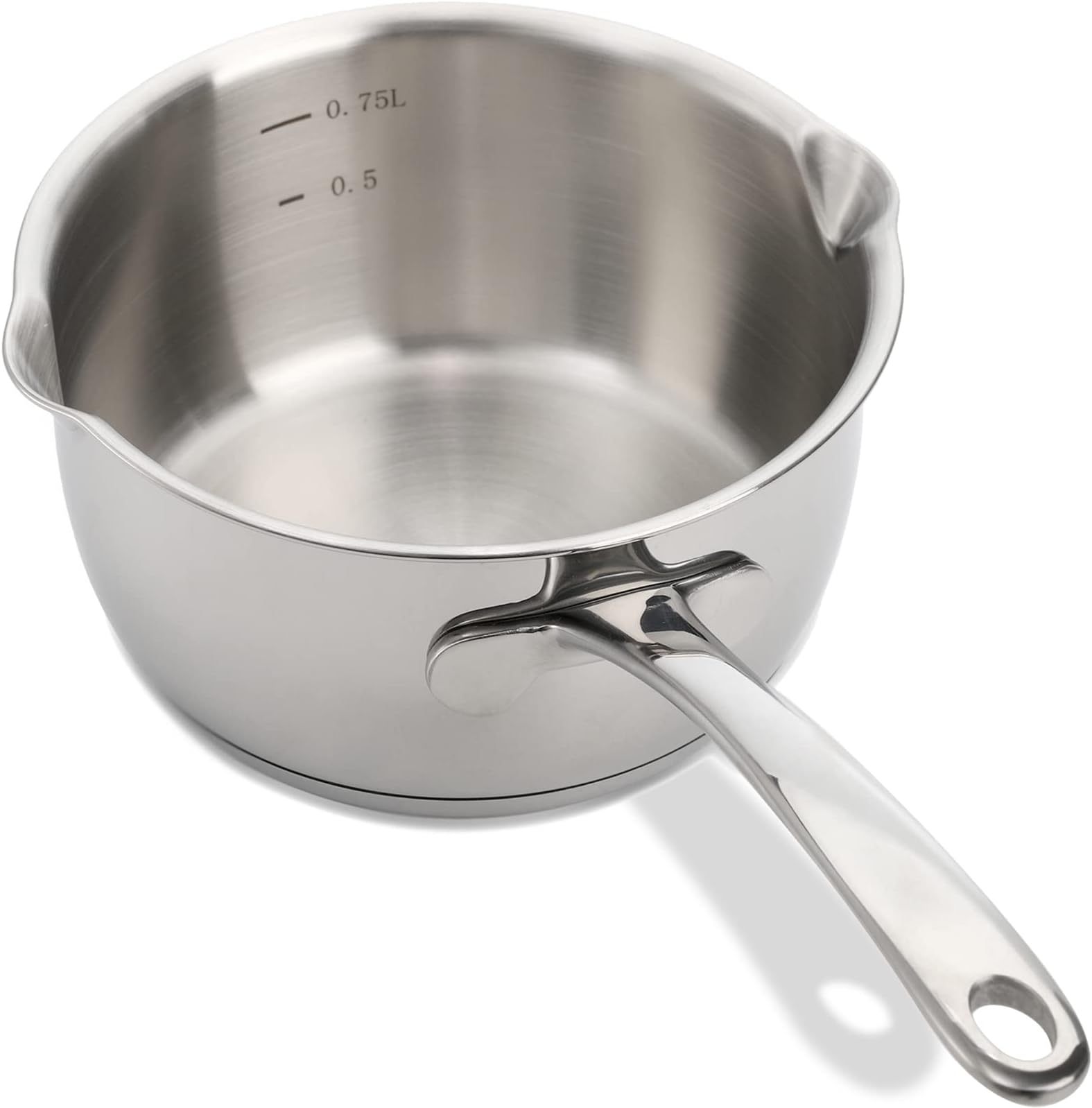 18/10 Stainless Steel Butter Warmer Pan, 0.8-Quart Measuring Saucepan with Dual Pour Spout, Small Milk Butter Melting Pot, Induction Heavy Bottom Sauce Pan for Stove Top, Soup, Chocolate, 25OZ