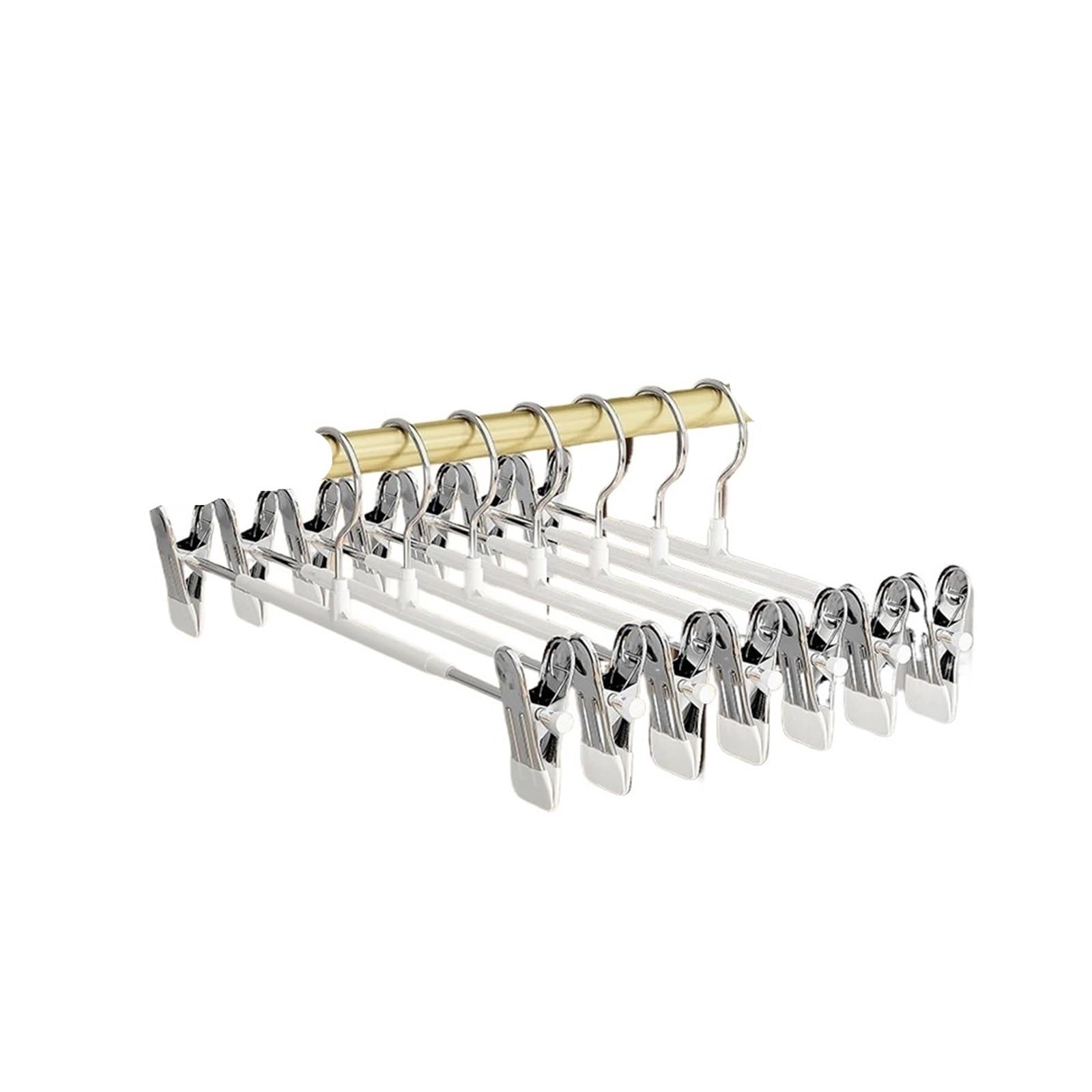 5Pcs Pants Hangers with Clips Adjustable Skirt Non-Slip Trousers Hanger(5Pcs White)