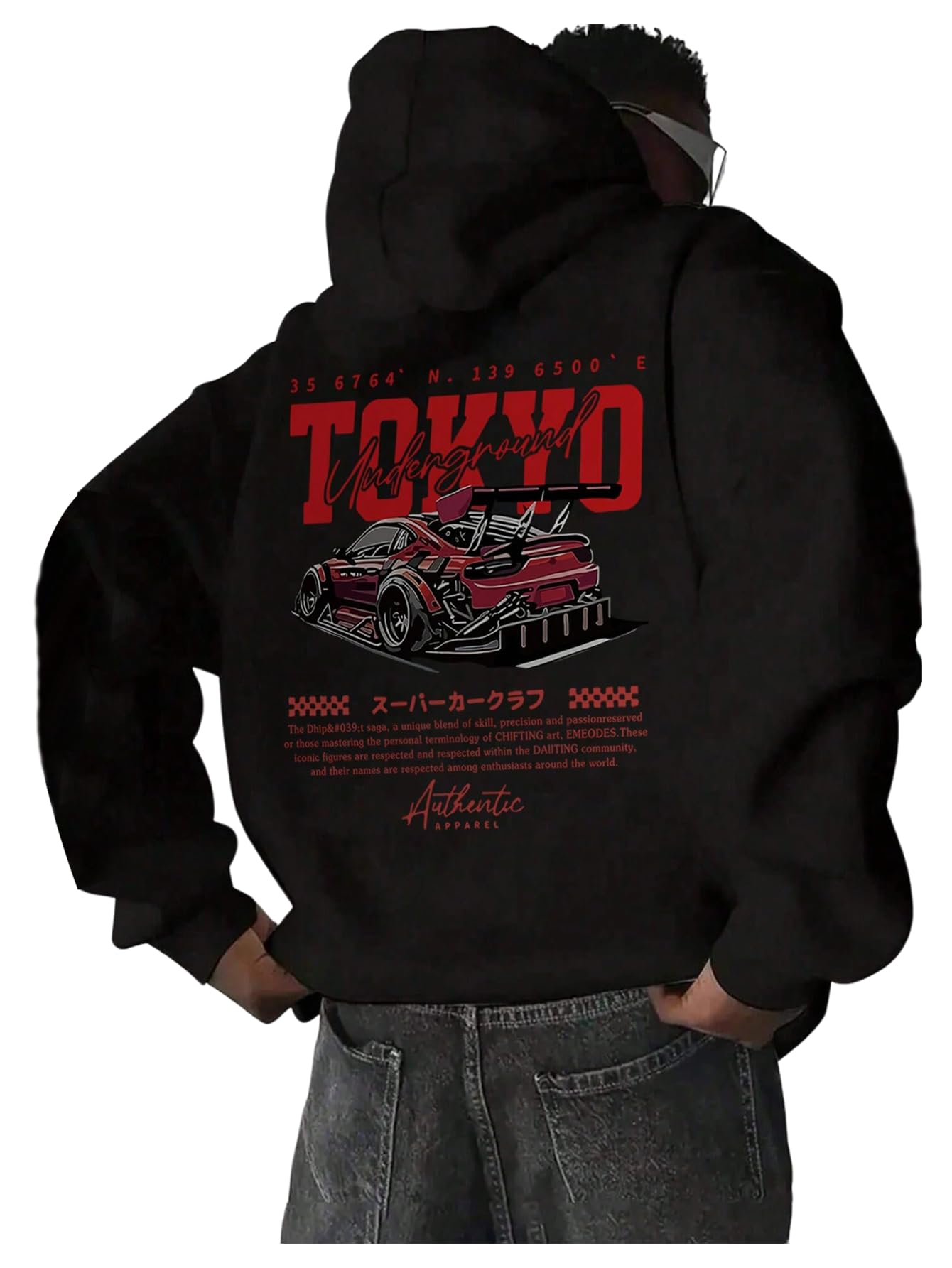 Men's Vintage Graphic Car Hoodies Long Sleeve Thermal Sweatshirts