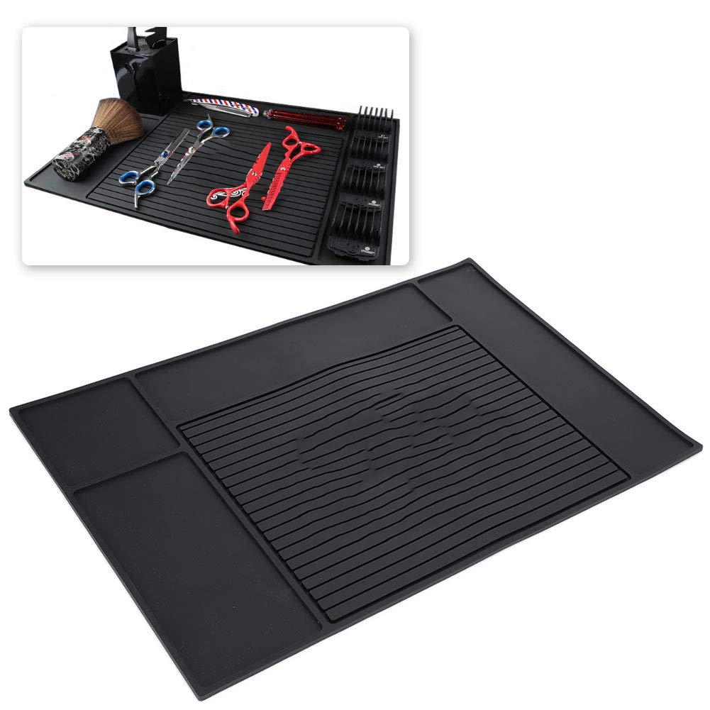 Agatige Alfombrilla Organizadora De Herramientas De Peluquero, 30x45cm PU Varias Casillas Antideslizante Herramienta De Peluquería Bandeja Peluqueria Barberia Accesorios Para Uso En Salón Peluquerías