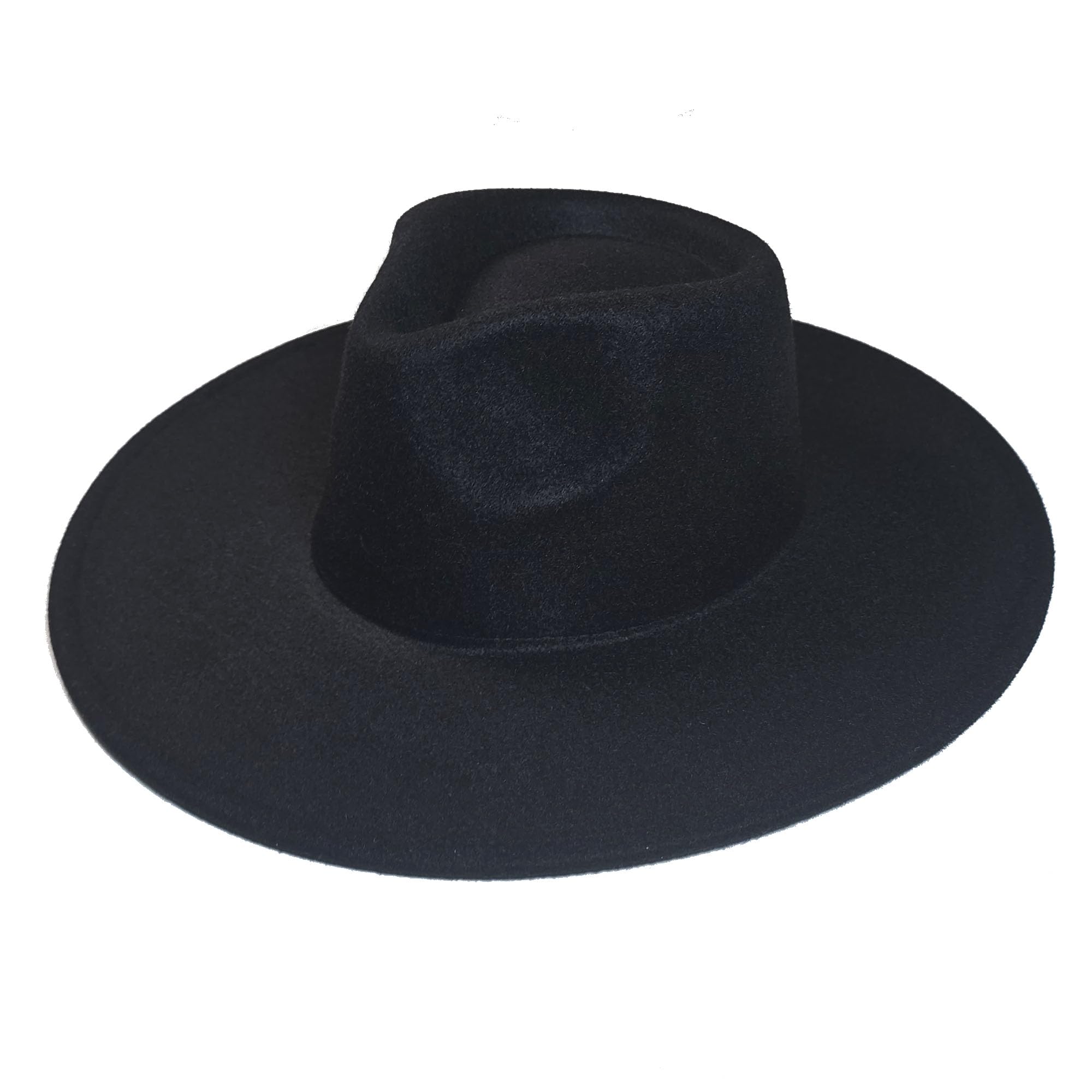 Rancher Hat Mens Wide Flat Brim Hat Fedora Big Wide Brim Felt