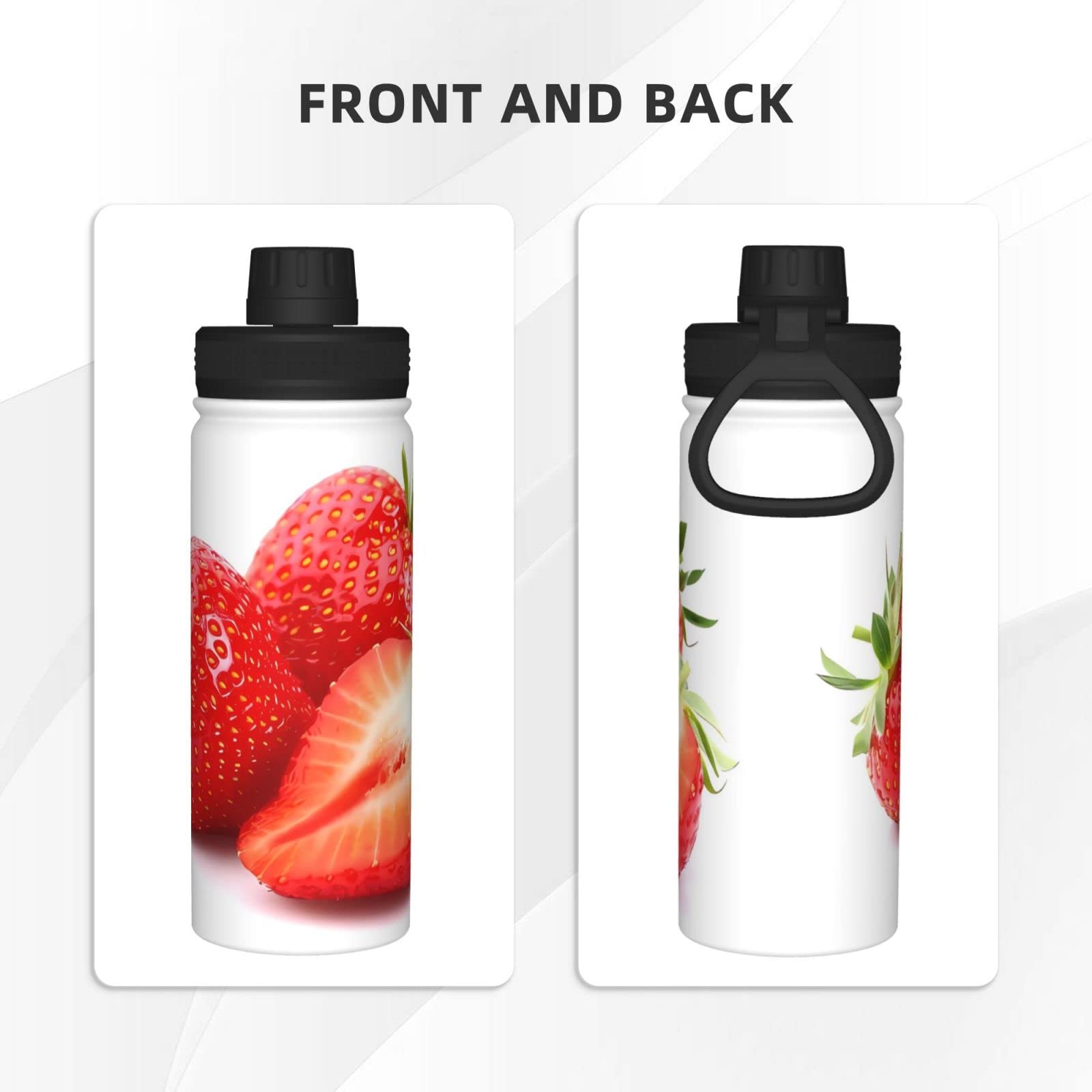 Fresh Strawberry Sport-Wasserflasche, 530 ml, isolierte Edelstahl, auslaufsichere Wasserflasche für Reisen, Fitnessstudio, Büro