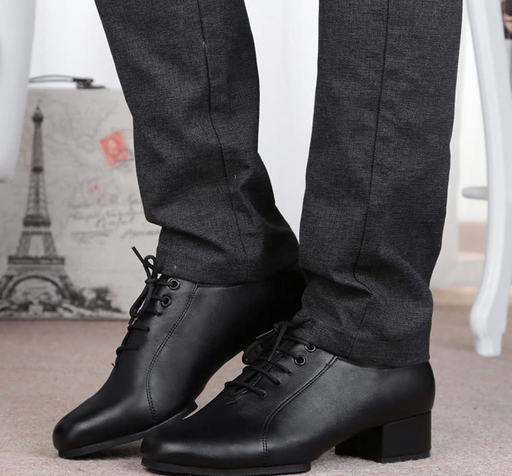 Zapatos de Baile de Salón para Hombre de Cuero con Tacón de Encaje 3cm 4,5cm Salsa Latina