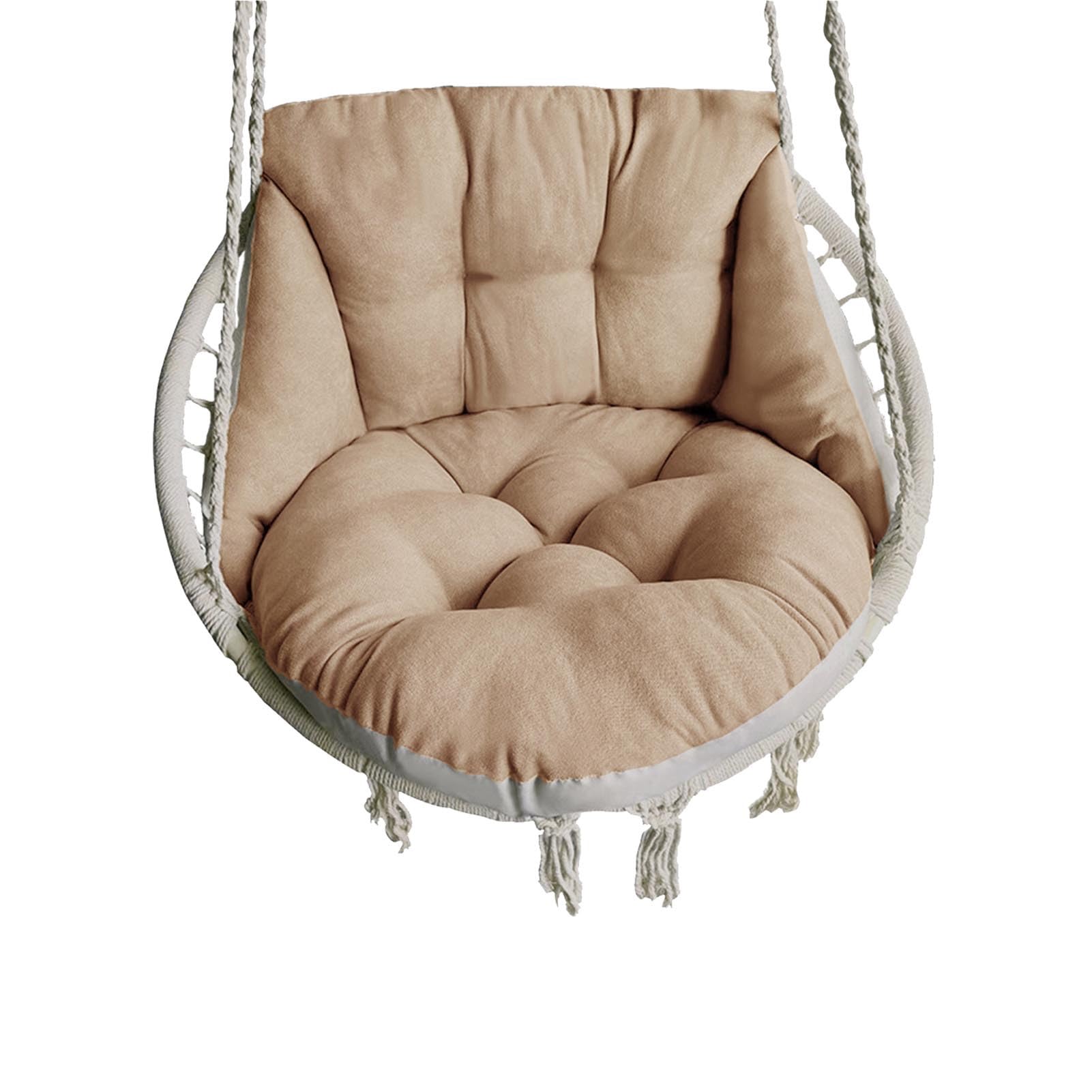 Coussin De Chaise Hamac Rond en Macramé Marocain Générique, Coussin De Balancelle Œuf, Coussin De Panier Suspendu en Rotin pour Chambre/Balcon, Idéal pour Lire Ou Se Détendre(Light Brown)