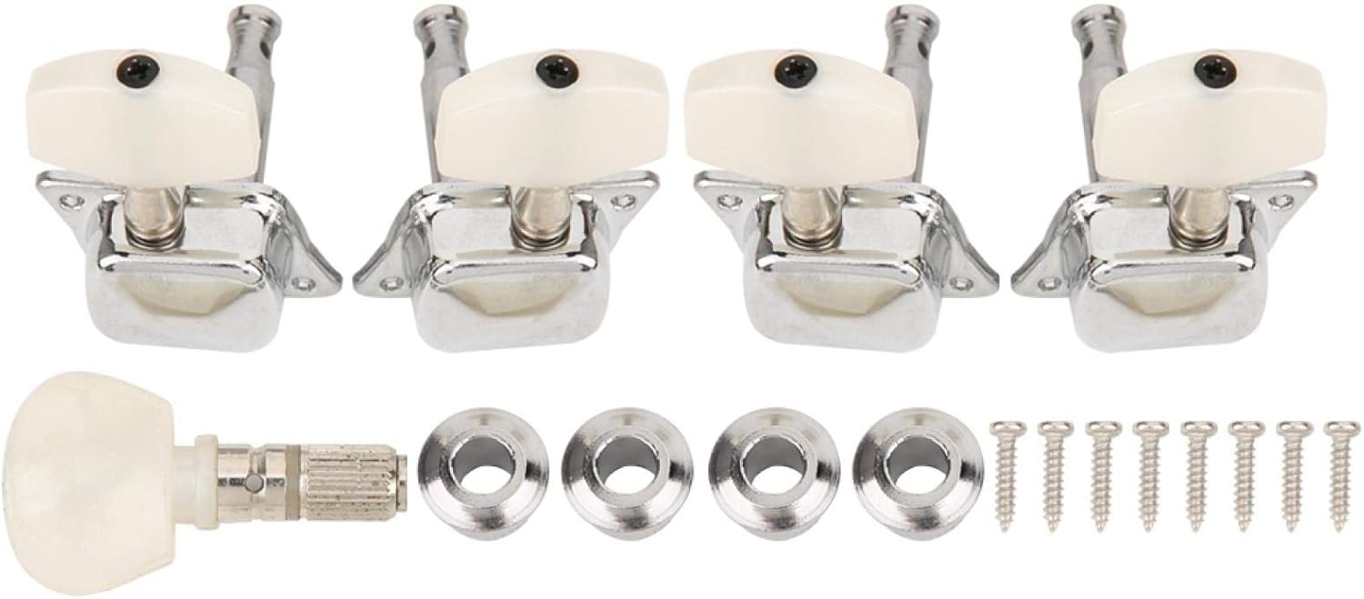 Banjo Machine Head, Tuning Peg Head Banjo Tuning Tuner Peg Banjo Semi Closed Standard White Silver Zinc Alloy for Electric Guitar