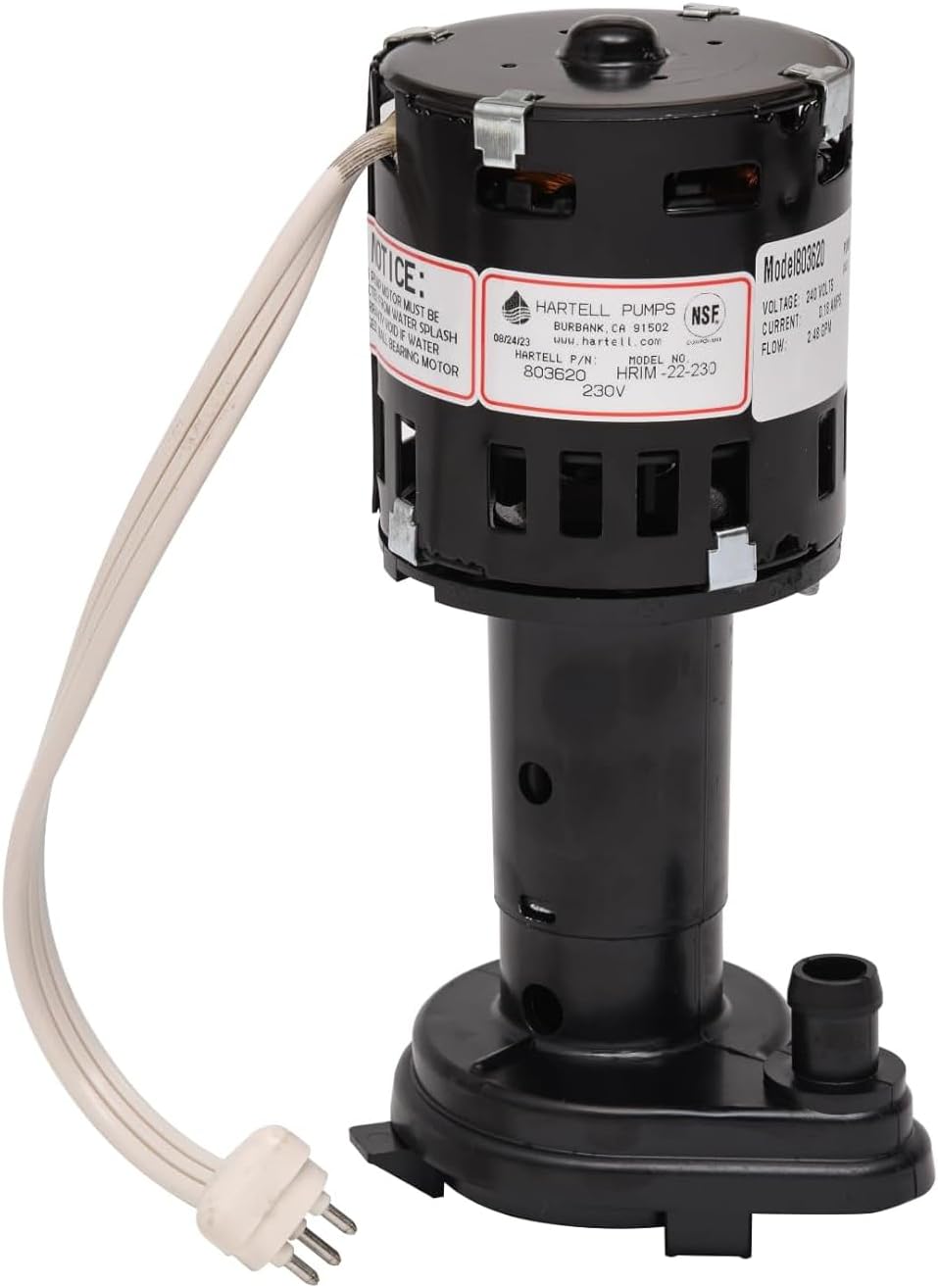 HARTELL HRIM-22-230 Replacement Ice Machine Pump, Replaces GPP-1MH-2P, GPP-3MH-2P, GPP-4MH-2P, GPP-3MH-2P6, 9161076-02, 9161079-02, 9161079-03 and 9161079-06