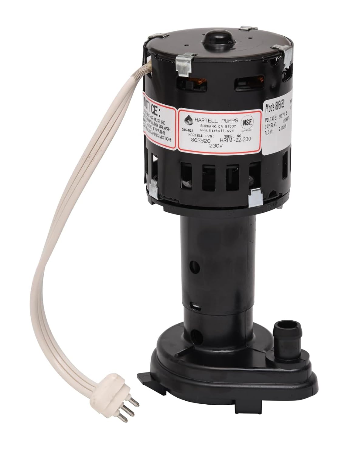 HARTELL HRIM-22-230 Replacement Ice Machine Pump, Replaces GPP-1MH-2P, GPP-3MH-2P, GPP-4MH-2P, GPP-3MH-2P6, 9161076-02, 9161079-02, 9161079-03 and 9161079-06