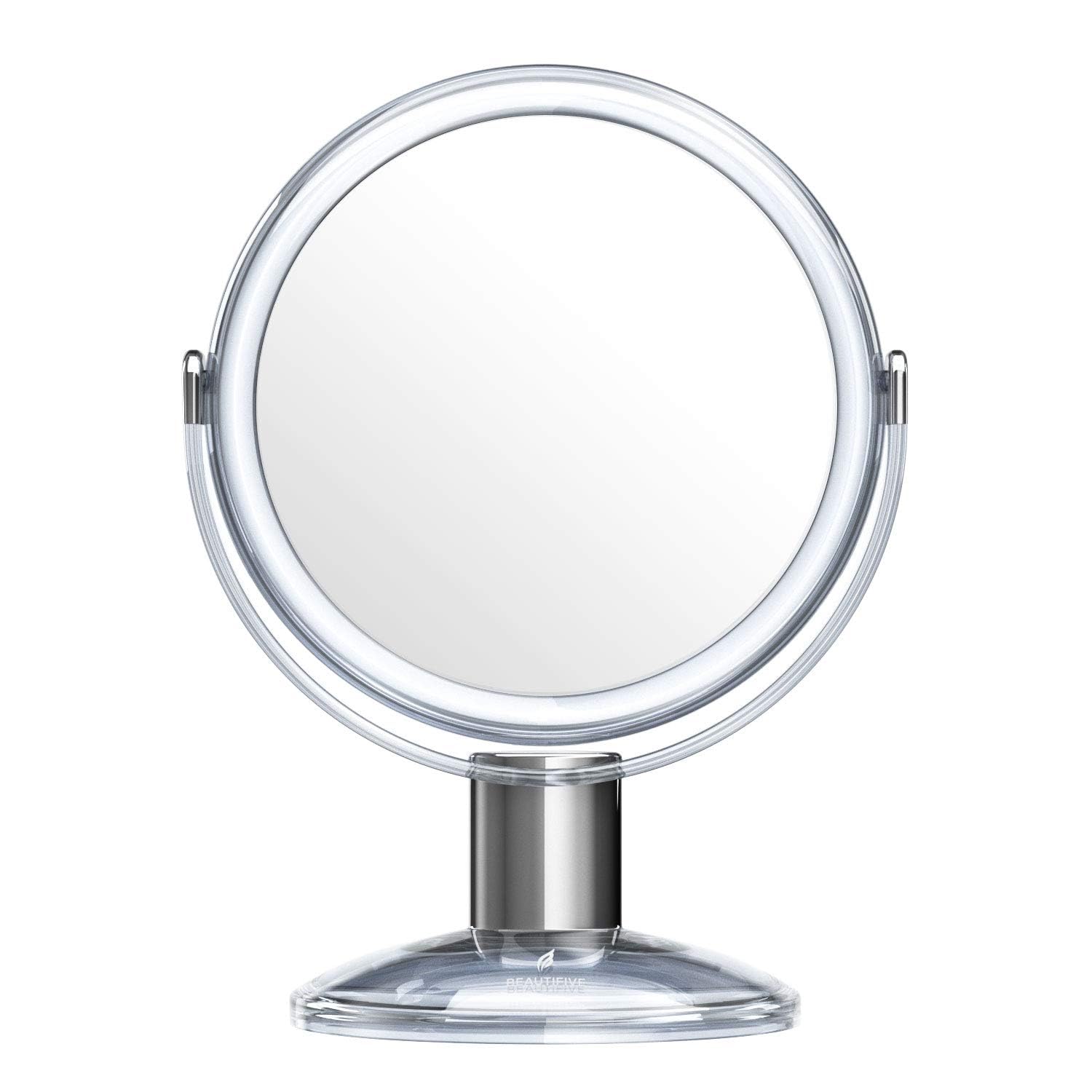Red Square Vanity Mirror, Dressing Table Makeup Mirror with 360° Swivel Magnifying Mirror, Free Standing Bathroom Mirror with Crystal-Like Style-image-35
