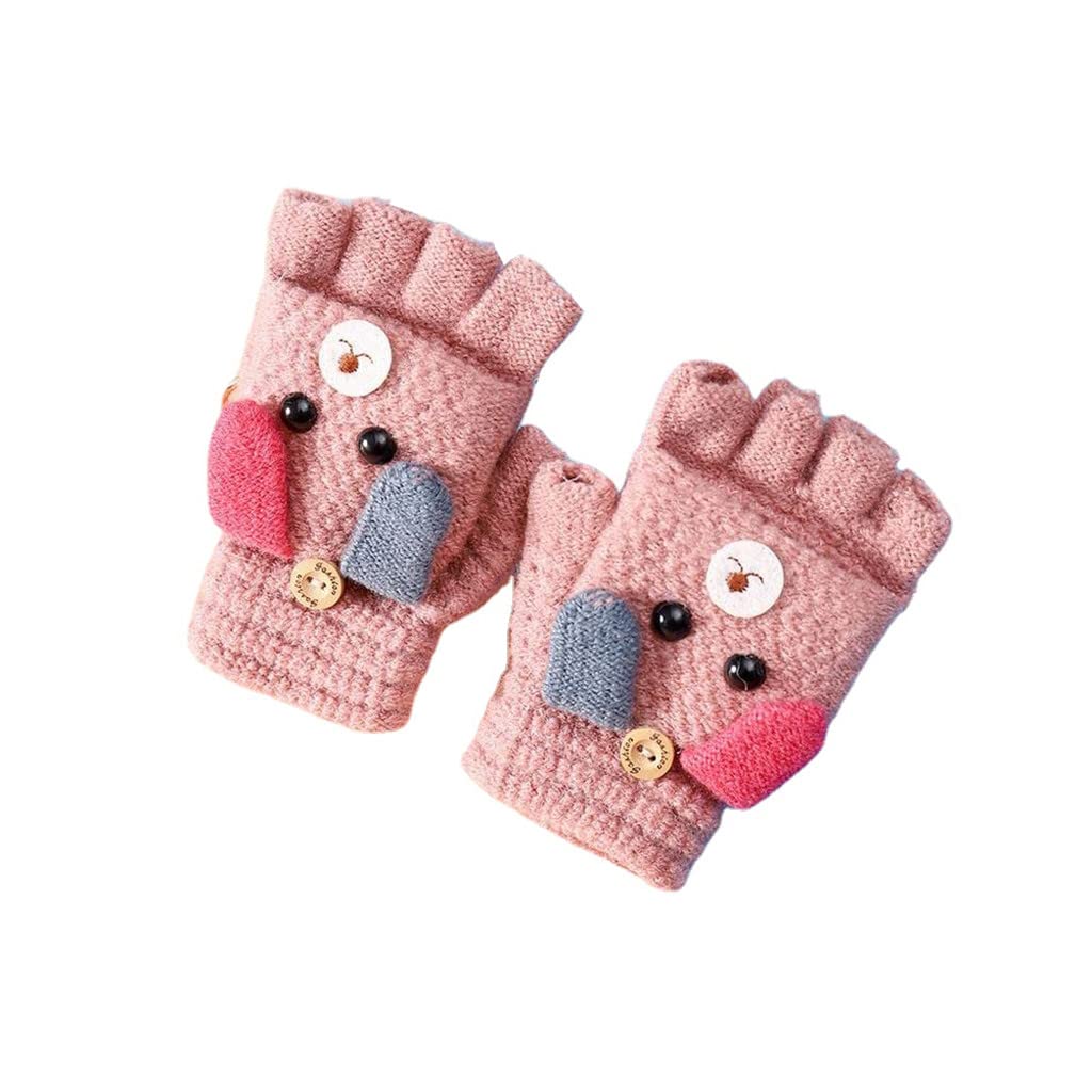 Mitaines Tricotées Chaudes À Demi-Doigts Gants Imprimés Convertibles À Rabat