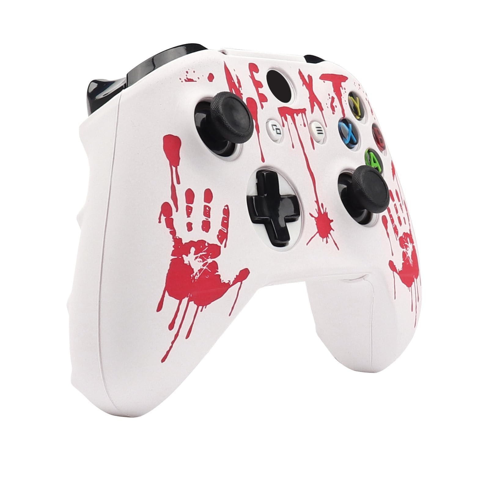 RALAN Laser Blood Handprint Design Controller Skin mit 4 Daumen Griffe für Xbox One, Anti-Rutsch-Silikon-Controller-Abdeckung Schutzhülle kompatibel für Xbox One S/X Gamepad Joystick