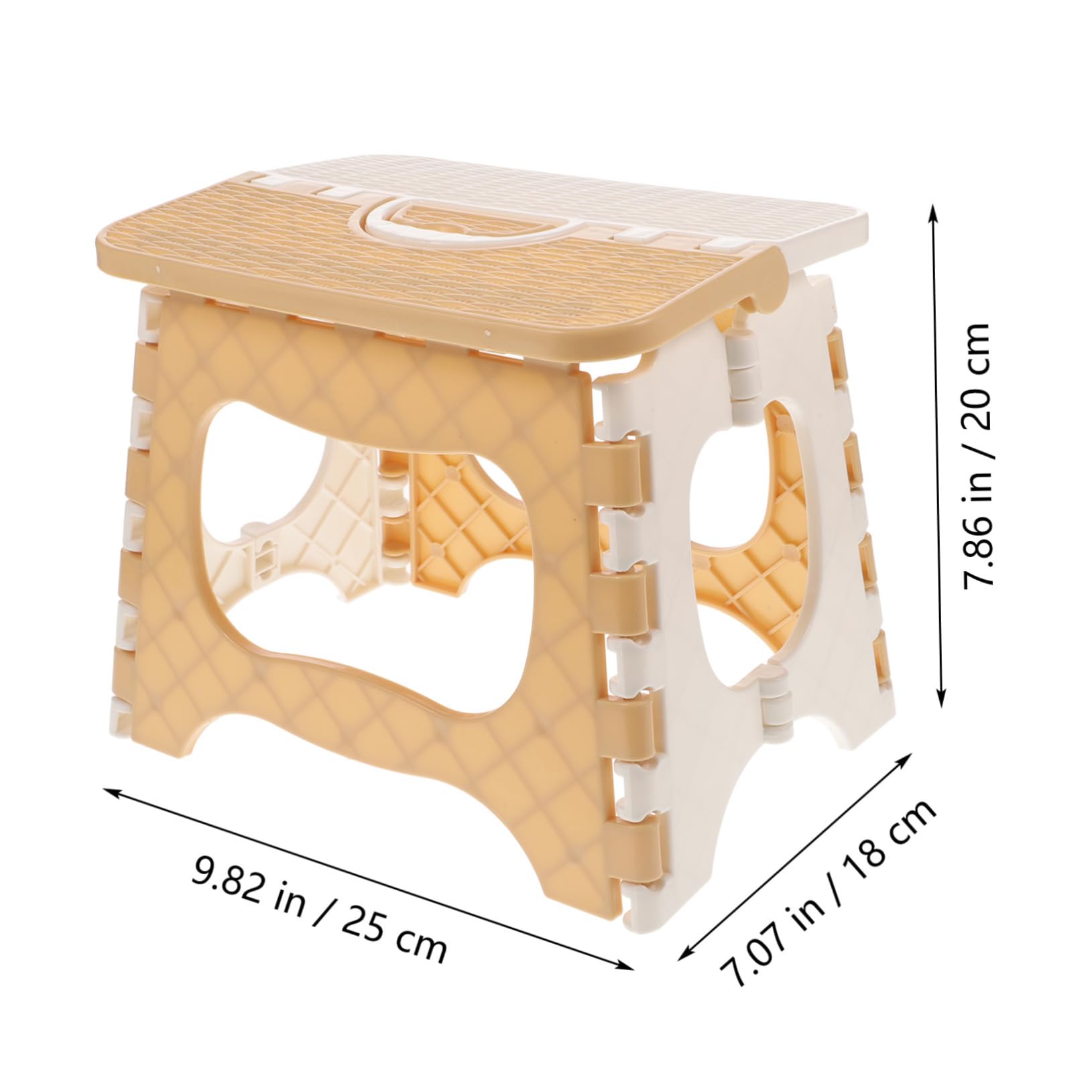 Happyyami Portable Folding Stool for Bathroom Large Beige Step Stool with Textured Surface for Enhanced Traction Lightweight and Easy to Carry for Adults Use