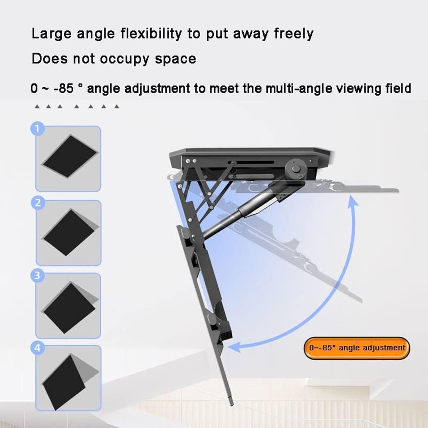 Supporto TV motorizzato for TV da 50-90 Pollici, Supporto TV da soffitto, Staffa TV motorizzata con Telecomando e Controllo Interruttore TV Supporto da Parete