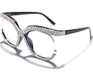Blue Light Blocking Oversized Glasses Stylish Fake Round Eyeglasses for Women UV400 Protection Eyewear GVA9051
