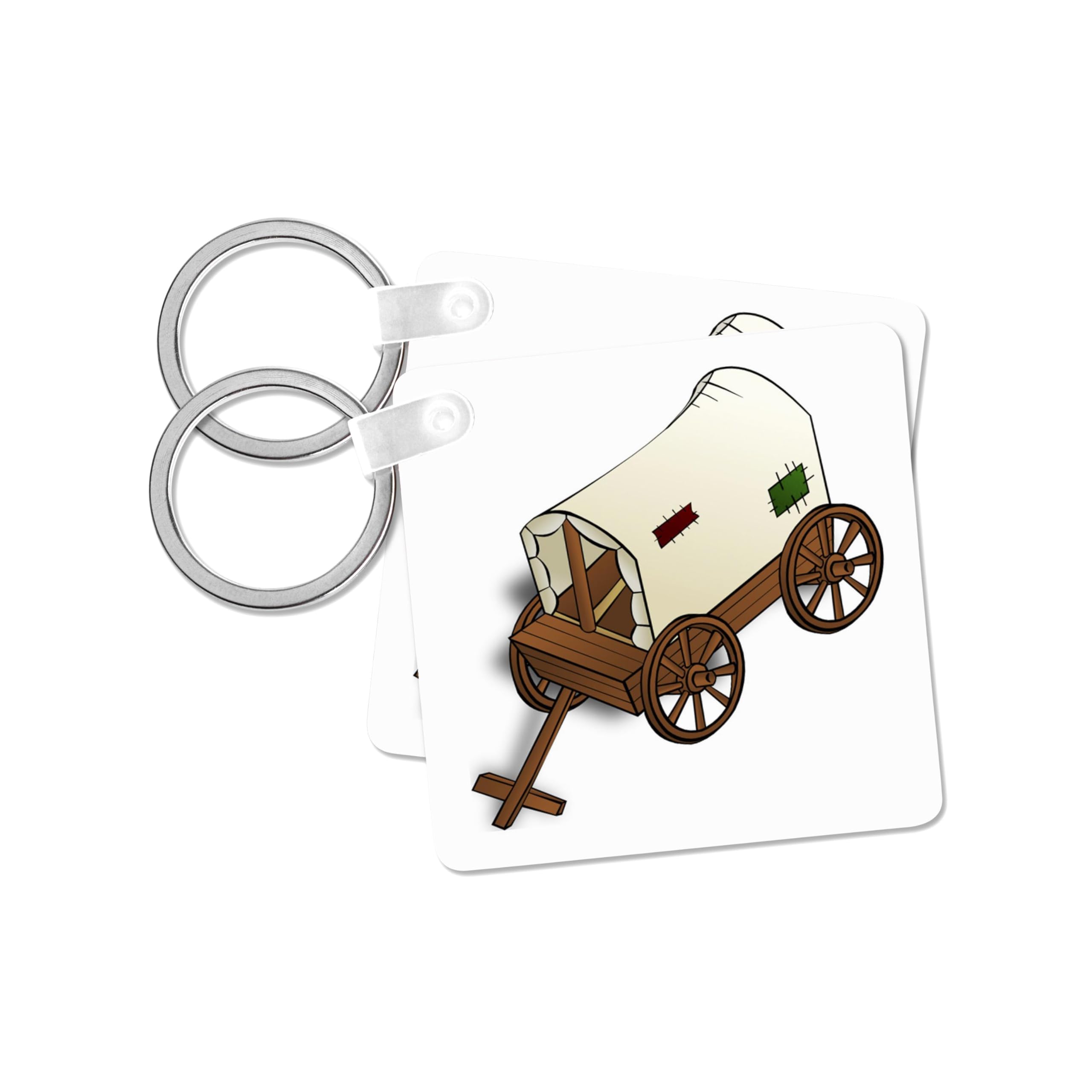 3dRose, Covered Wagon 4 Kids, set of 4 Key Chains
