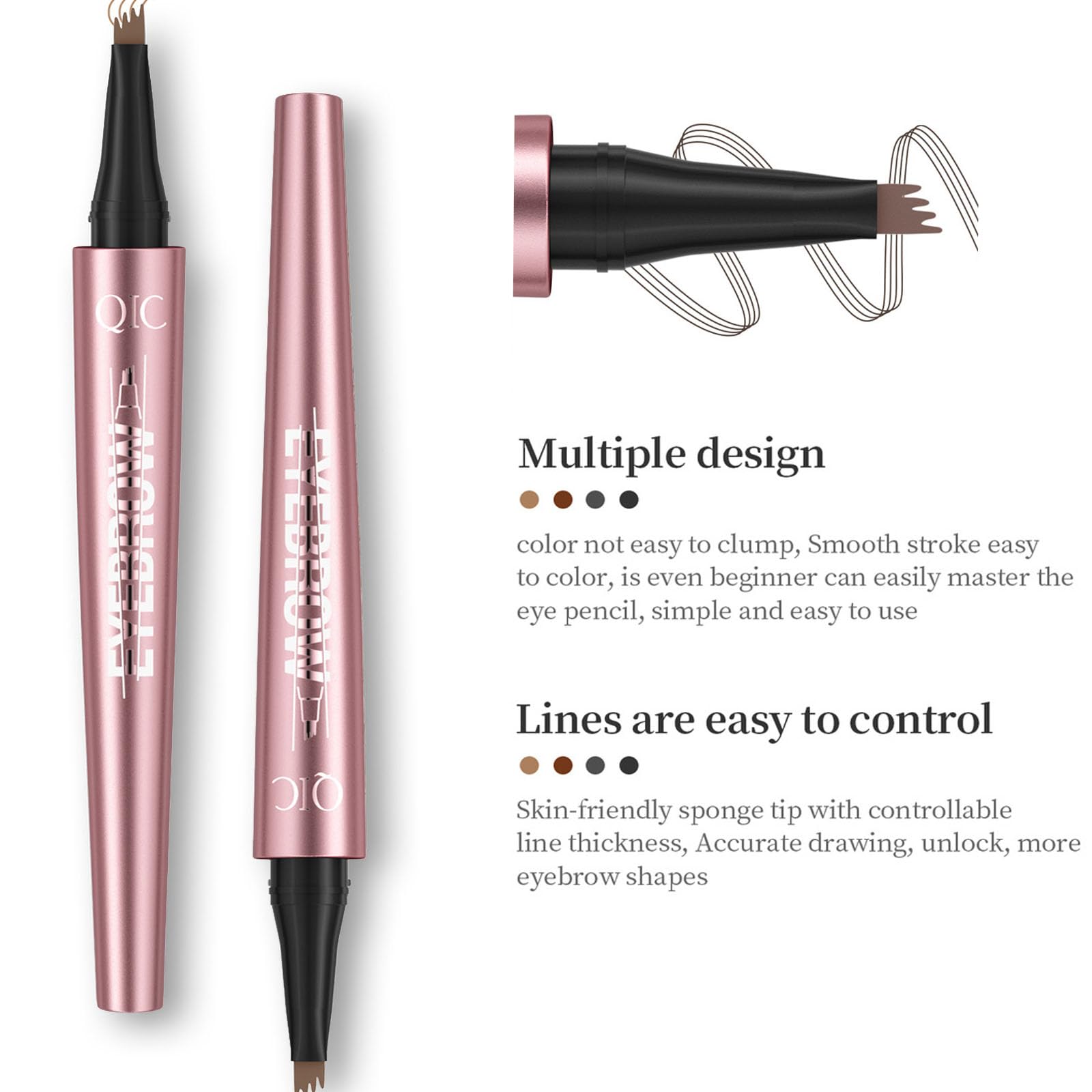 Magic Eyebrow Pencil, Microblading Eyebrow Pen with 4 Micro-Fork Tip - Image 2