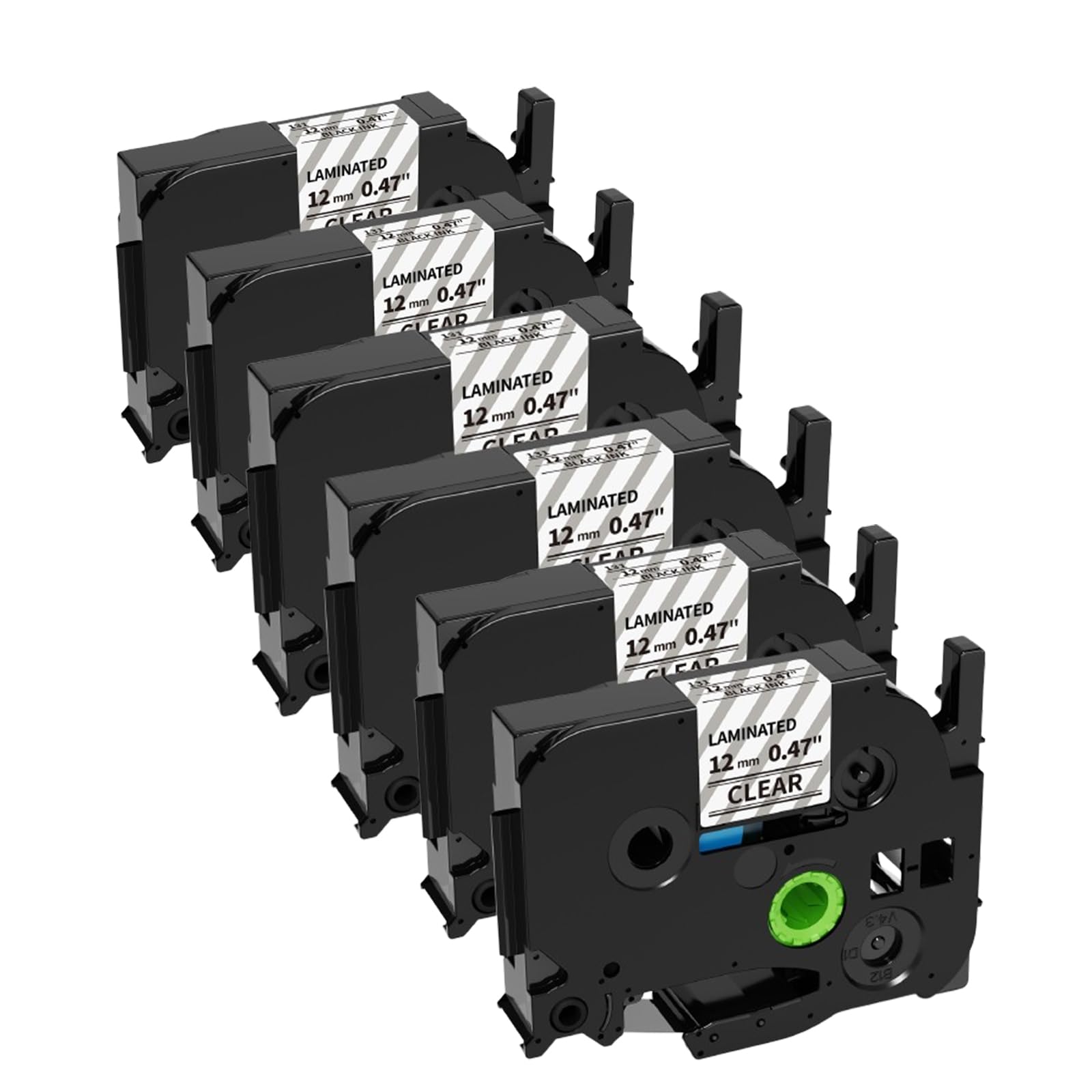 6-Pack TZe TZ Tape12mm 0.47 Inch Laminated Clear Label Tape Compatible12mm 0.47 TZ-131 P Touch Black on Clear Refills for Brother PT-D210 H110 D200