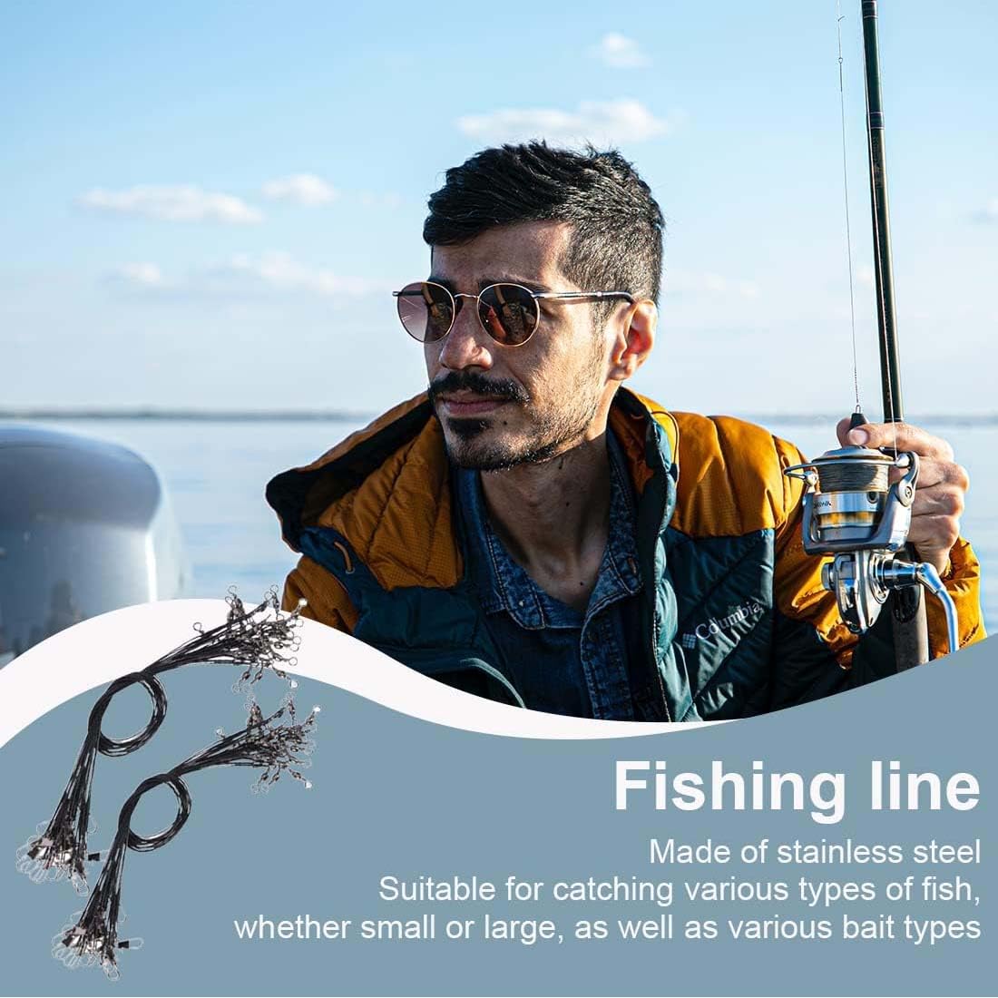 40Pcs líderes de línea de Pesca - Cable de Líder de Pesca Acero Inoxidable 15cm 20cm 25cm 30cm para Pesca Línea Sedal para Pescar 6-14kg