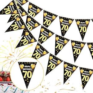 70. Geburtstag Girlande Banner,70er Geburtstag Schwarz Gold Wimpel Banner,70 Geburtstag Wimpelgirlande,70 Jahre zum…