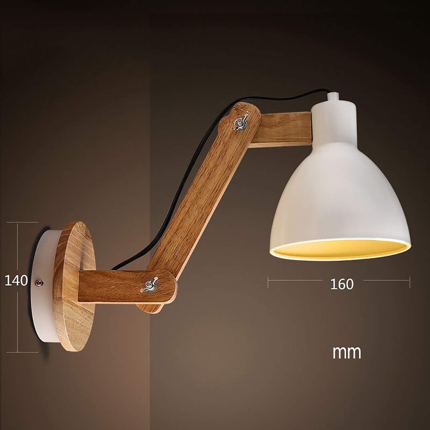 Aplique de pared regulable de madera para evitar fatiga visual 7