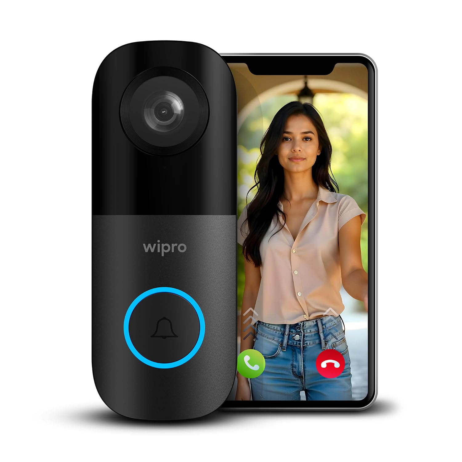 wipro Smart Wi-Fi Video Doorbell Pro | 3 MP 1296p Full HD Camera with Night Vision | Instant Visitor Video Call on Mobile | Intruder Alarm | AI Motion Detection | Indoor Chime with 52 Tunes-image-11