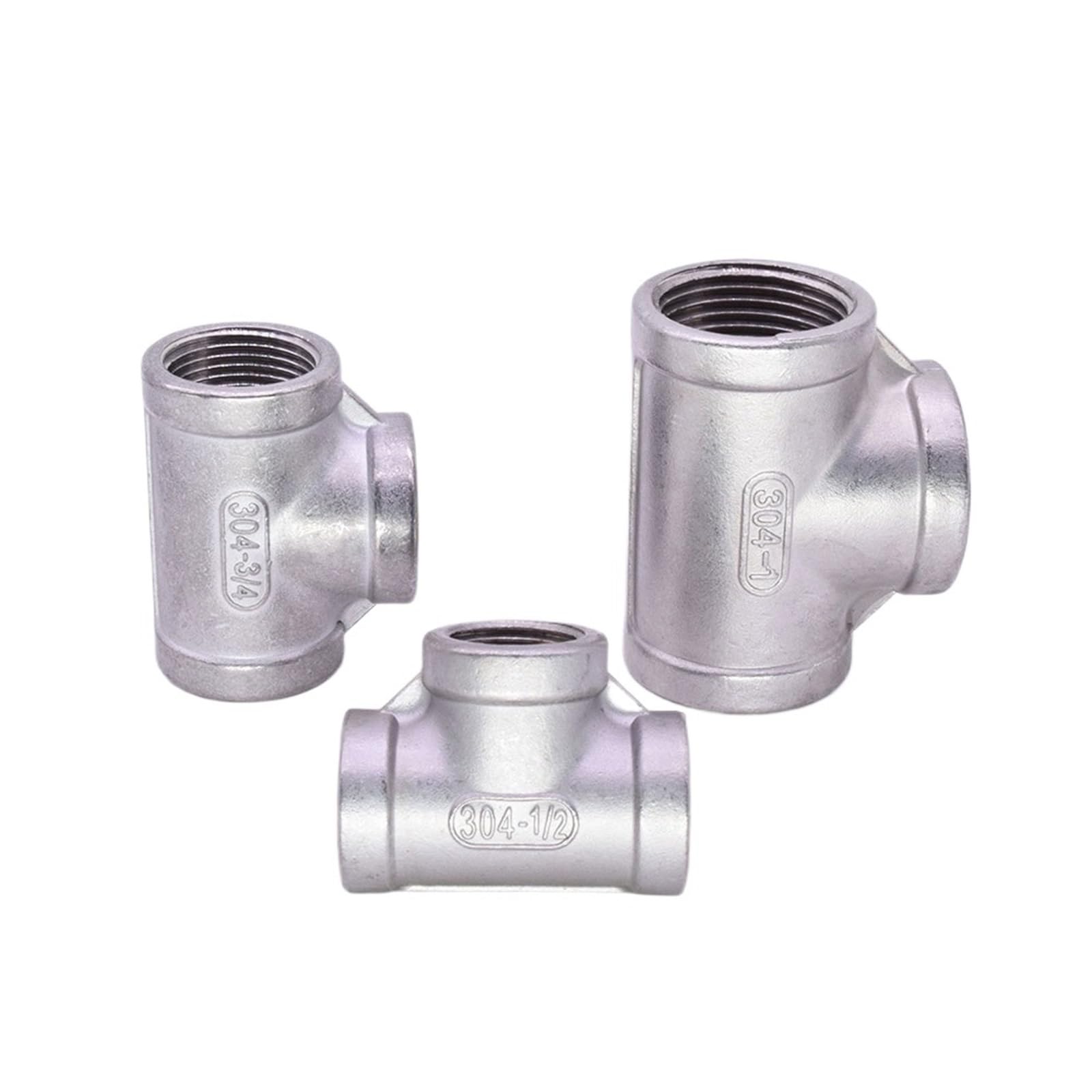 1/8in 1/4in 3/8in 1/2in 3/4in 1in 2in 3in BSP NPT Female tee 3 Ways Splitter 201 304 316 Stainless Steel Pipe Fitting Connector Coupler(NPT SS304,1/4in) Brass Hose