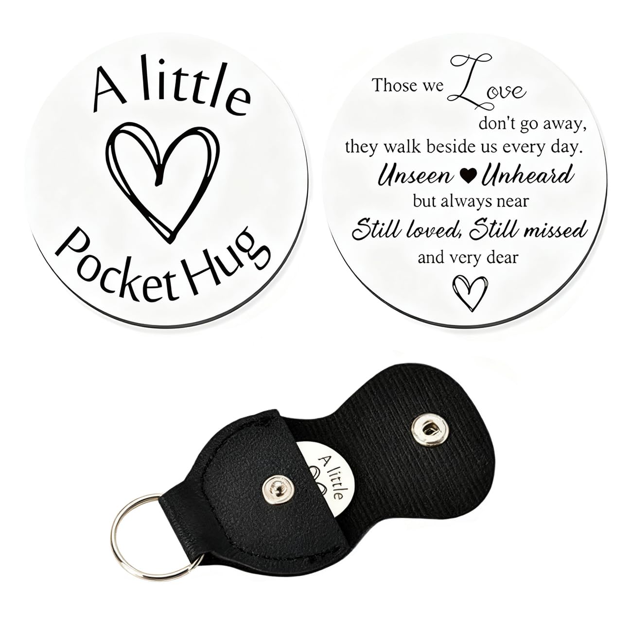 ToVii Sympathy Memorial Gifts for Loss of Mum Dad Grief Bereavement Remembrance Gift Pocket Hug Token for Women Men Those We Love Don't Go Away Keyring Double Sided Coin