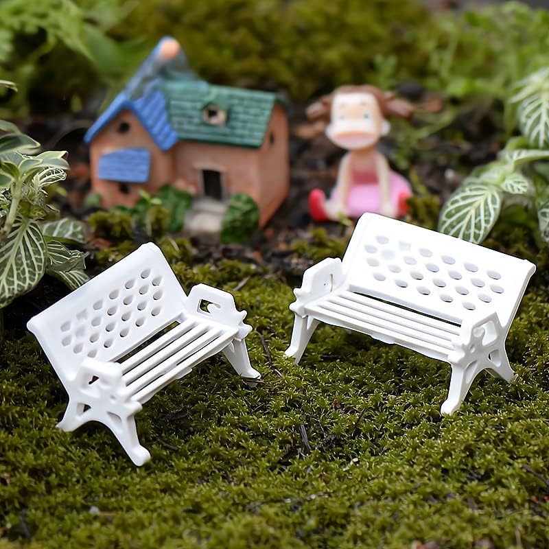 Opexicos 6Pcs Mini White Chair Fairy Garden Ornament Decoration Resin Crafts DIY Bonsai Figurines Mini Garden Accessories image 3