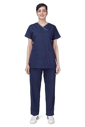 UNIFORM CRAFT Womens Designer Scrub Suits DSDX01 || 6 pocket scrubs, cargo pockets | Ideal for doctors, dentists, vets, nurses & healthcare professionals (Olive Blue, M)