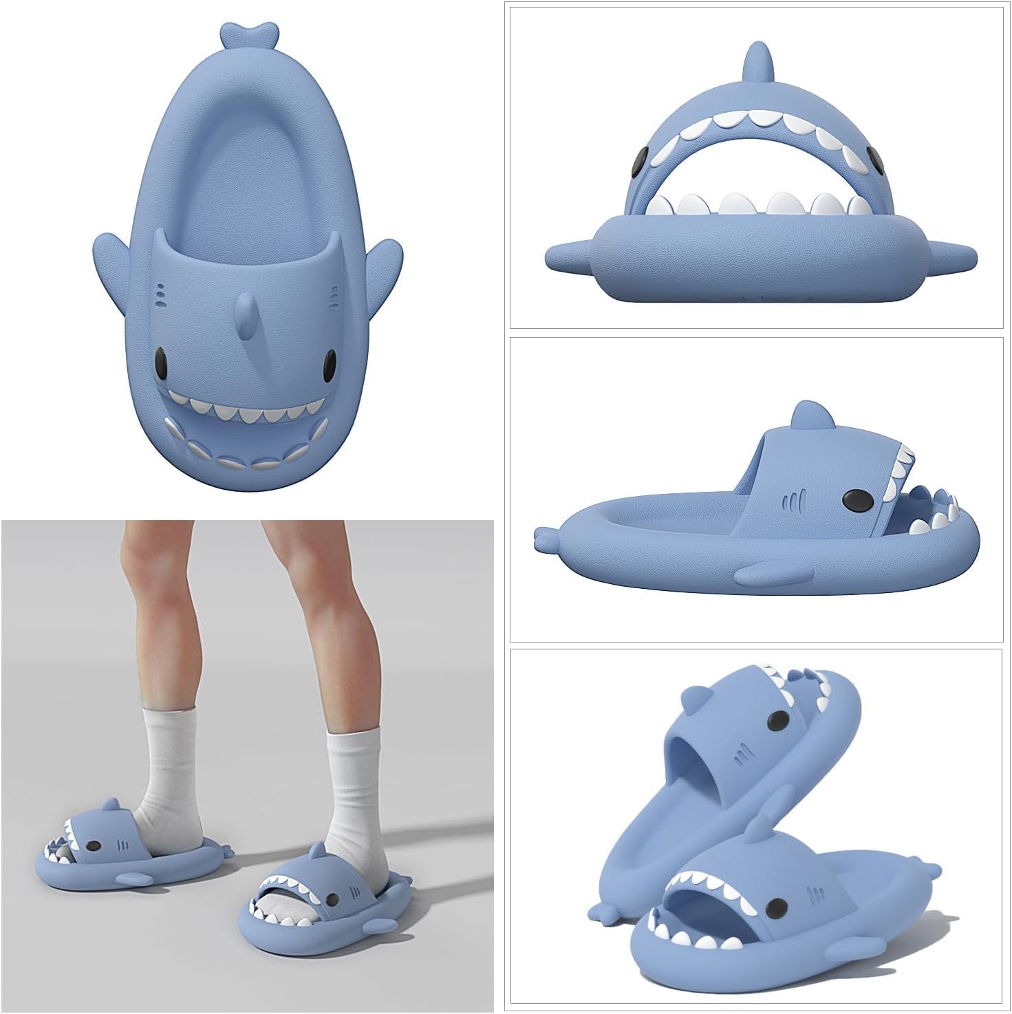Merking Ciabatte Squalo Estive Mare Open Toe Donna Uomo Ultra Morbide Antiscivolo Sandali da Spiaggia e Piscina a Punta Aperta Shark Slides Slippers