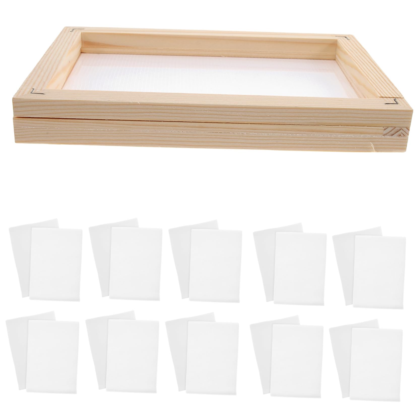 ULDIGI 21pcs DIY Paper Making Screen Kit Wooden Frame Mould for Crafts Educational Fun for Easy to Use Wash for Printing Patterns Shirts Bags