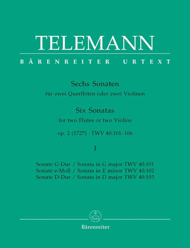 テレマン　作品目録 テレマン: 6つのソナタ Op.2 第1巻 TWV 40/101,102,104/原典版
