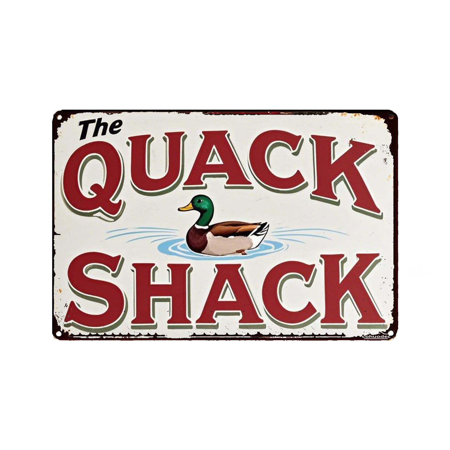 The Quack Shack Sign - Rustic Duck & Chicken Coop Metal Sign, 12x8 Inch - Vintage Waterfowl Decor for Home, Pub, Bar - Durable Tin Wall Plaque, Door Name Plate