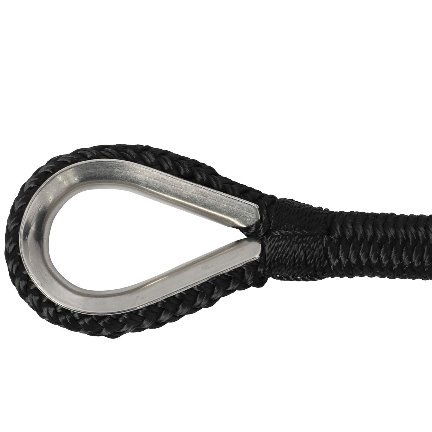NovelBee 3/8" x 300' Doppia treccia Nylon Anchor Line con ditale (nero)