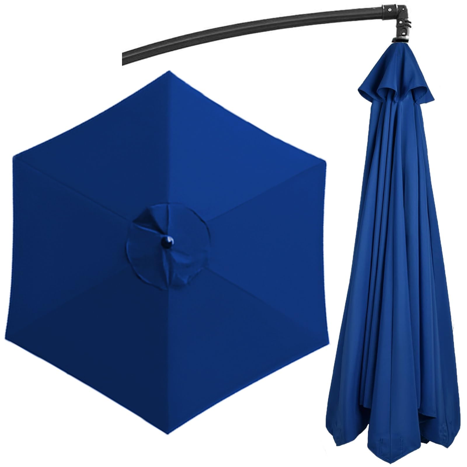 Replacement Parasol Canopy Fit 200cm/270cm/300cm+6 Arms/8 Arms Round Sun Umbrella Replacement Cloth UV50+ Washable Garden Parasol Replacement Canopy Cover(Color:Blue,Size:6 ribs-3.0 m/(9.8ft))
