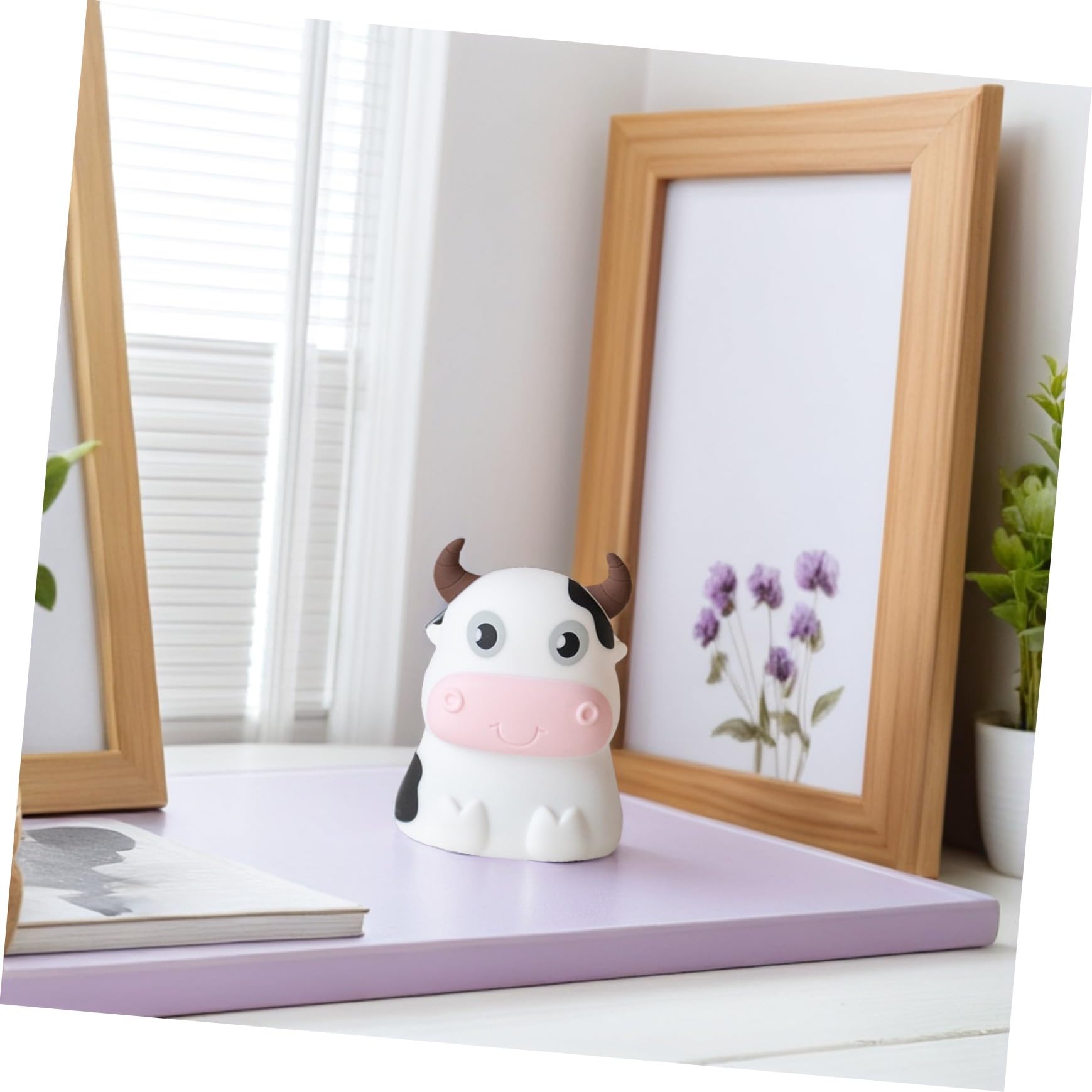 Luz Nocturna de Silicona Forma de Vaca para Dormitorio Infantil Luz Quitamiedos para Bebés Multicolor para Habitación de