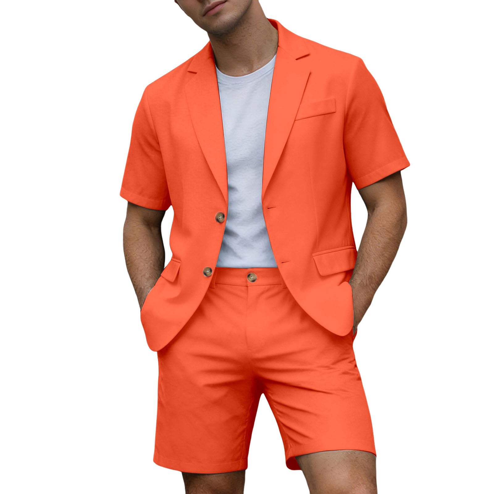 Traje de hombre de 2 piezas corto casual verano boda traje de manga corta chaqueta y pantalones de traje traje traje de hombre traje de hombre traje de verano elegante ligero transpirable