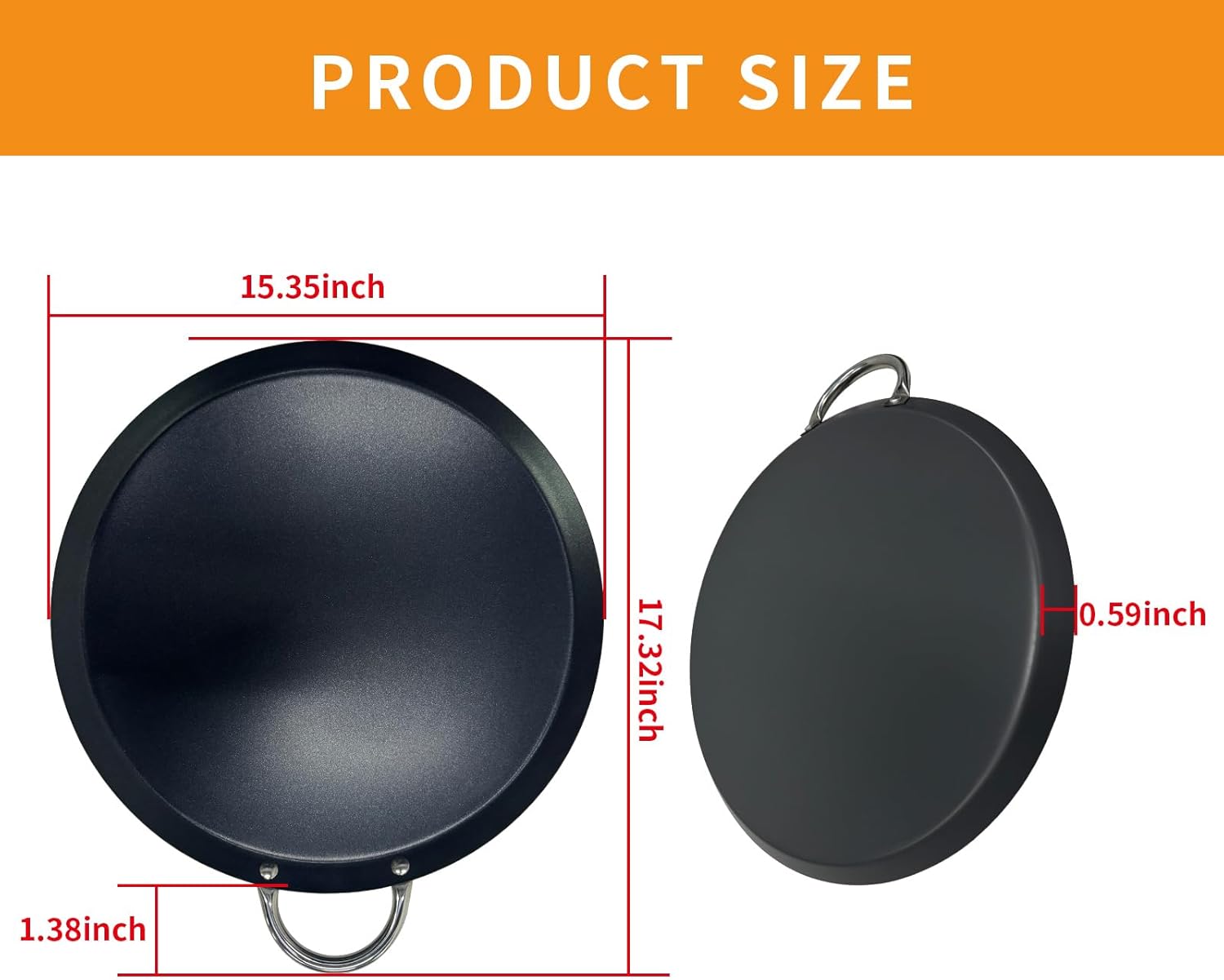 LetFeng 16” Round Comal Nonstick Round Burner Griddle Stainless Steels Griddle Pan Non-Stick Coated Ideal for BBQ & Serving Pancakes Oven Safe & Compatible With All Stovetops