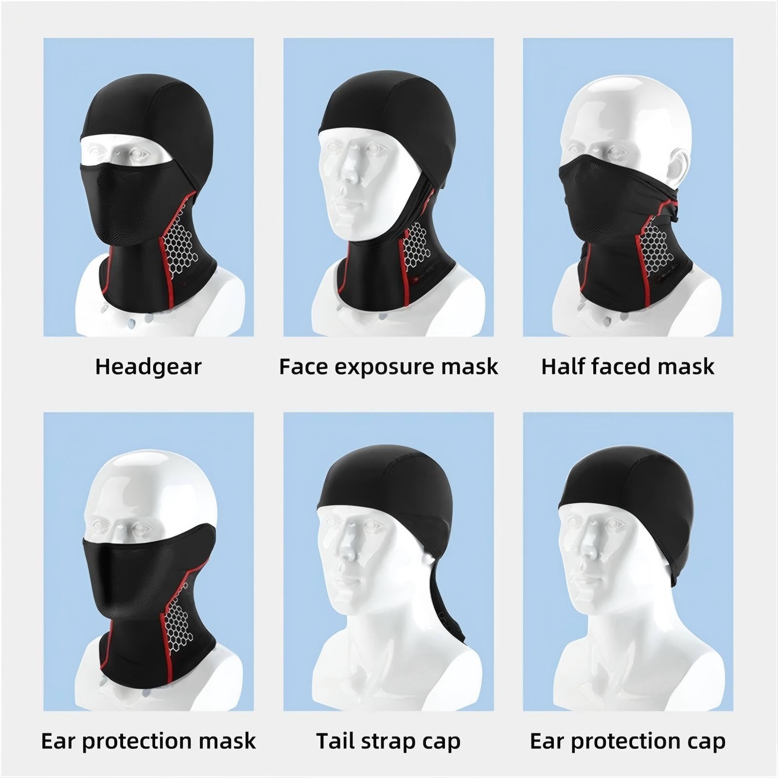 Sommer-Sturmhaube, Eisseide, Atmungsaktiv, Vollgesichtsmaske UPF50+, Fahrradkappe, Fahrrad-Kopfbedeckung, Fahrradhelm-Innenfutter, Sportausrüstung