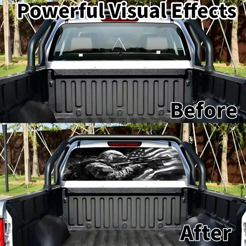 Image of Back Window Decals for Trucks - 65x17.3 in Eagle Flag Window Decal Rear Window Decals for Truck Decor, Creative Truck Rear Window Decal for Personalized Decoration - Eagle-33-S