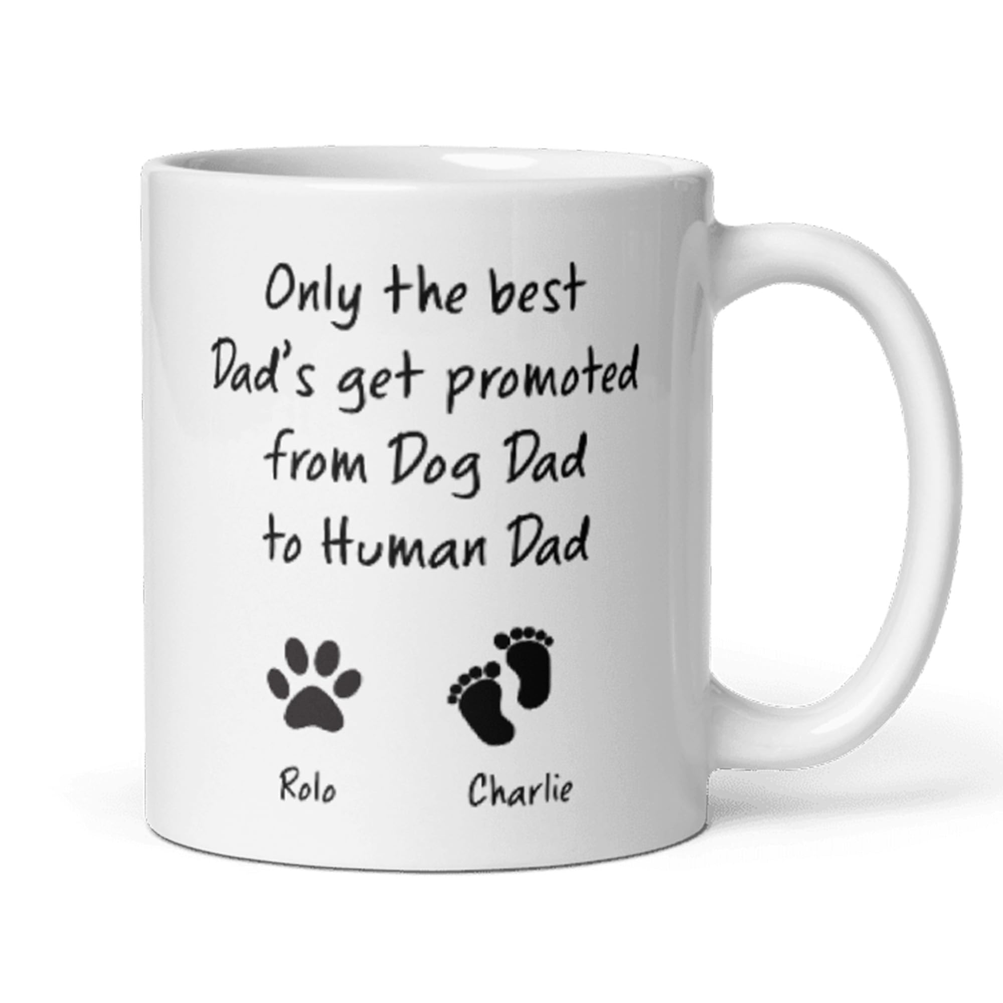 Confidently Quirky - Personalised Dog Dad To Human Dad White Mug, Daddy Birthday, Father's Day Mug, First Father's Day Mug, To Daddy From Dog & Baby